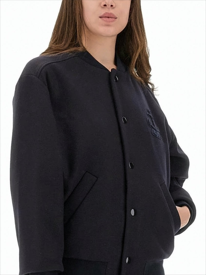 Boxy Black Jacket with Snap-Button Closure