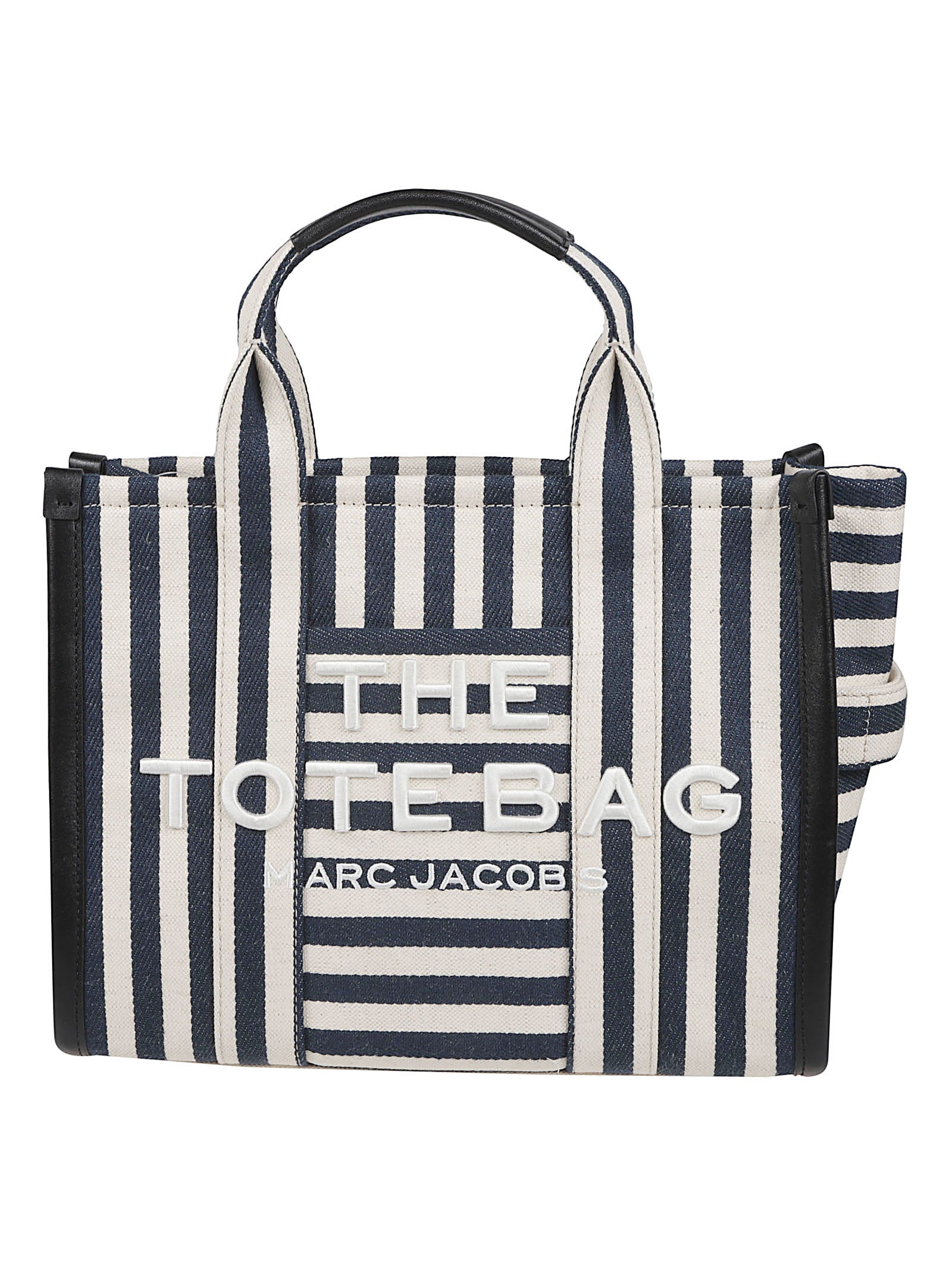 Structured Canvas Tote Bag with Leather Trim