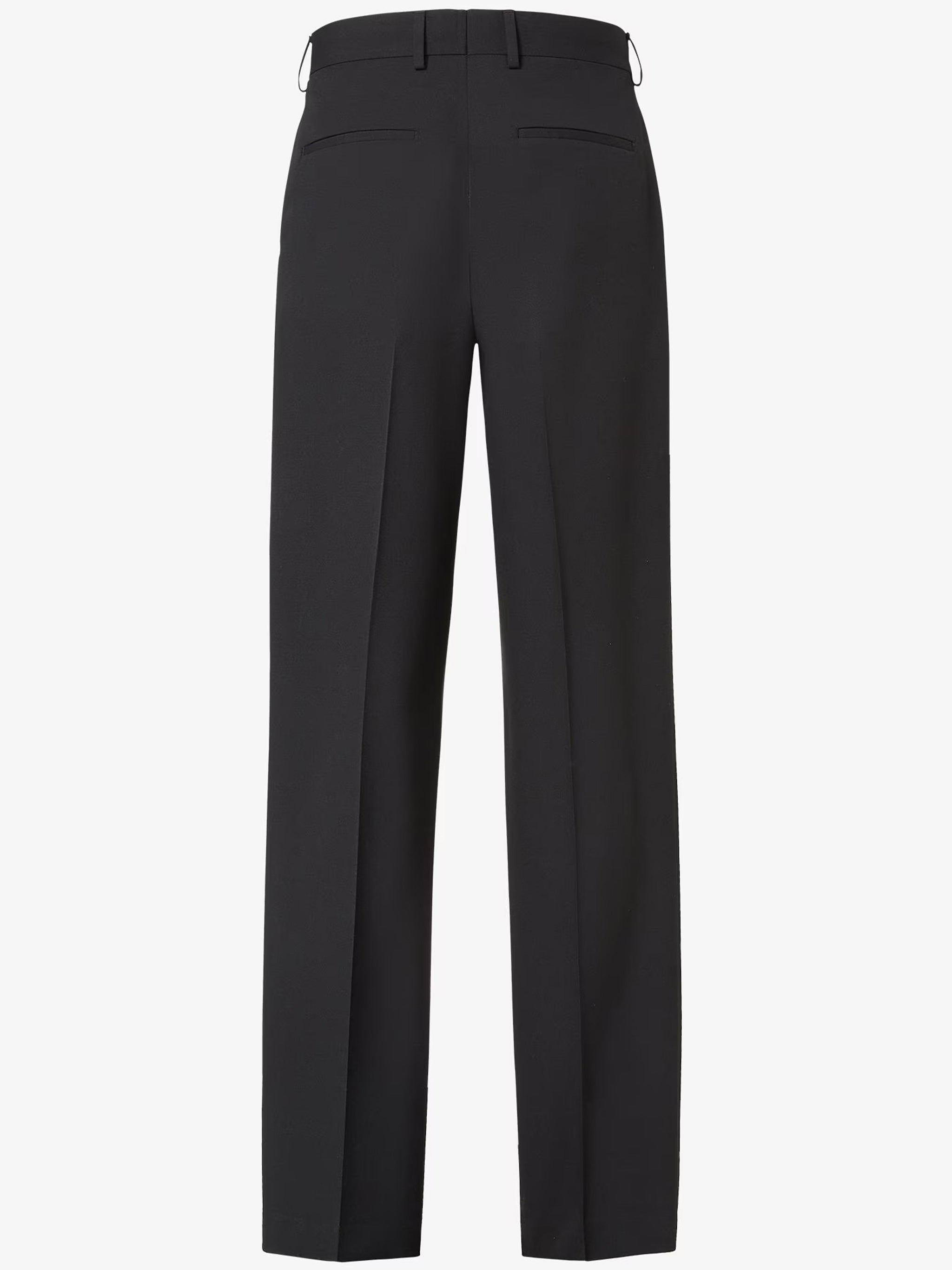 Classic Tailored Black Wool Straight Trousers