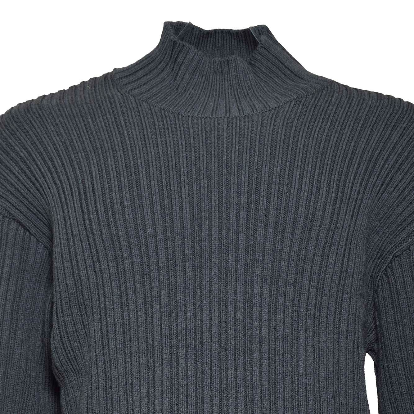 Ribbed Turtleneck Sweater with Subtle V-Cut