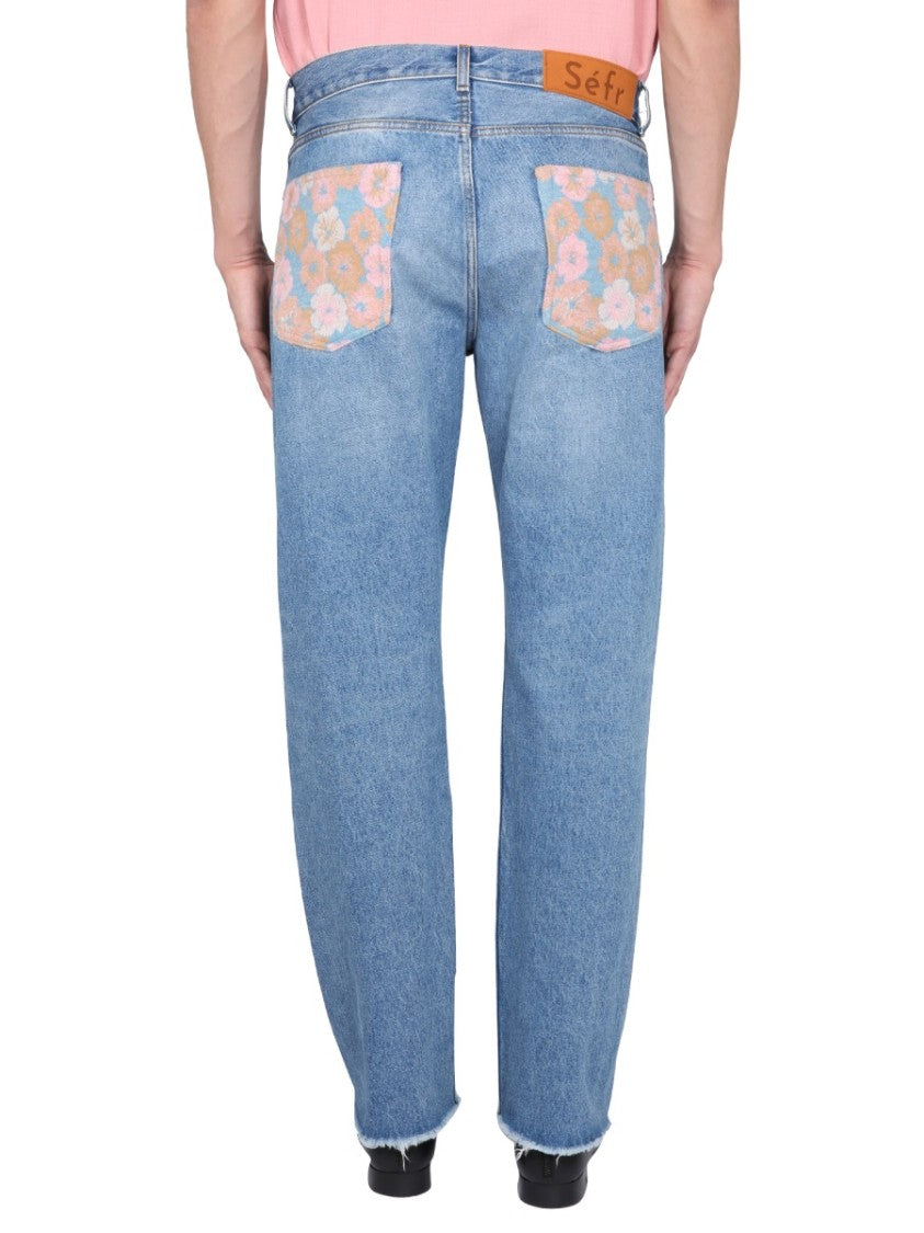 Light-Wash Jeans With Distressed Hem
