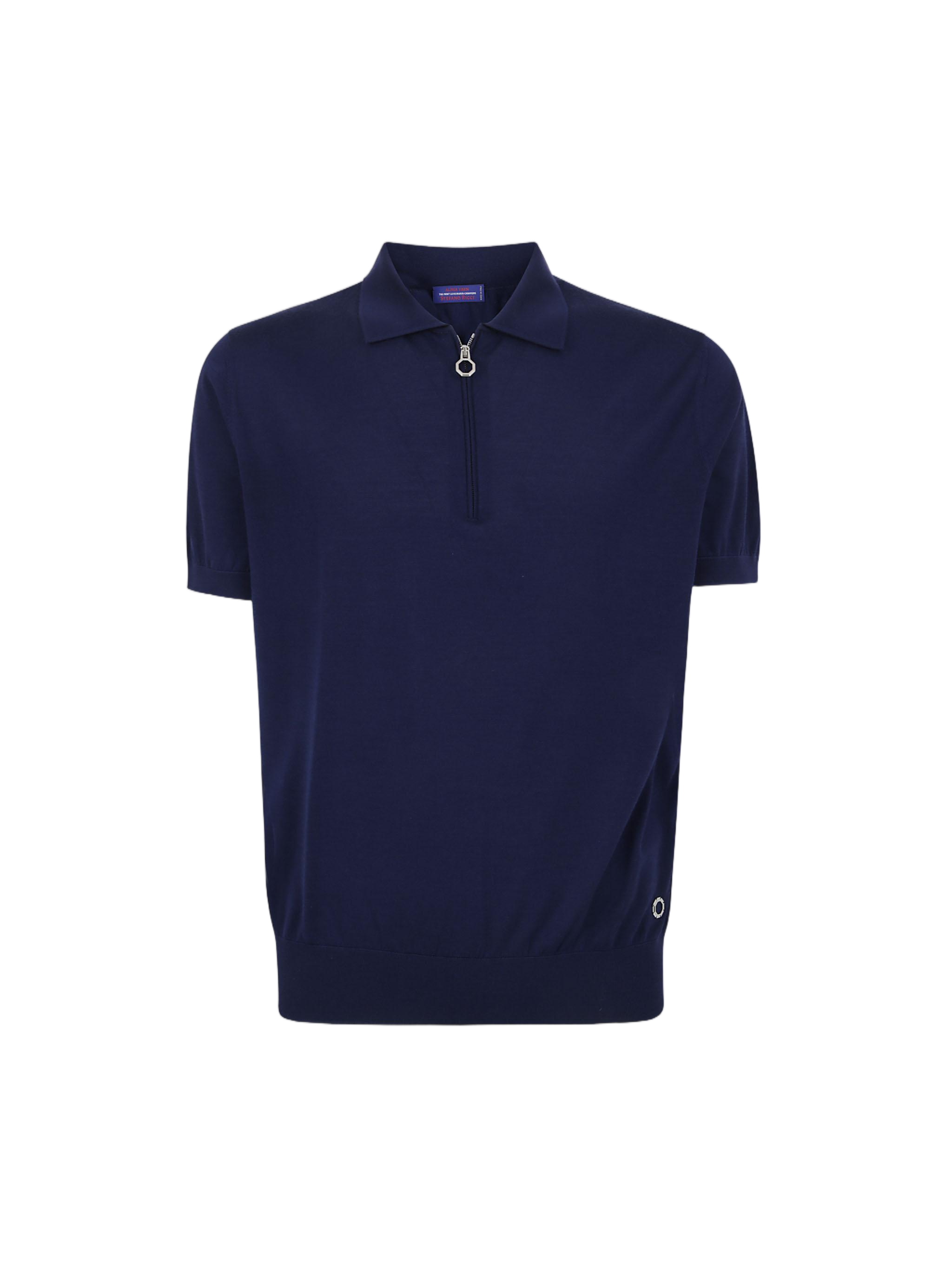 Zip-Closure Polo Sweater with Fitted Waistband