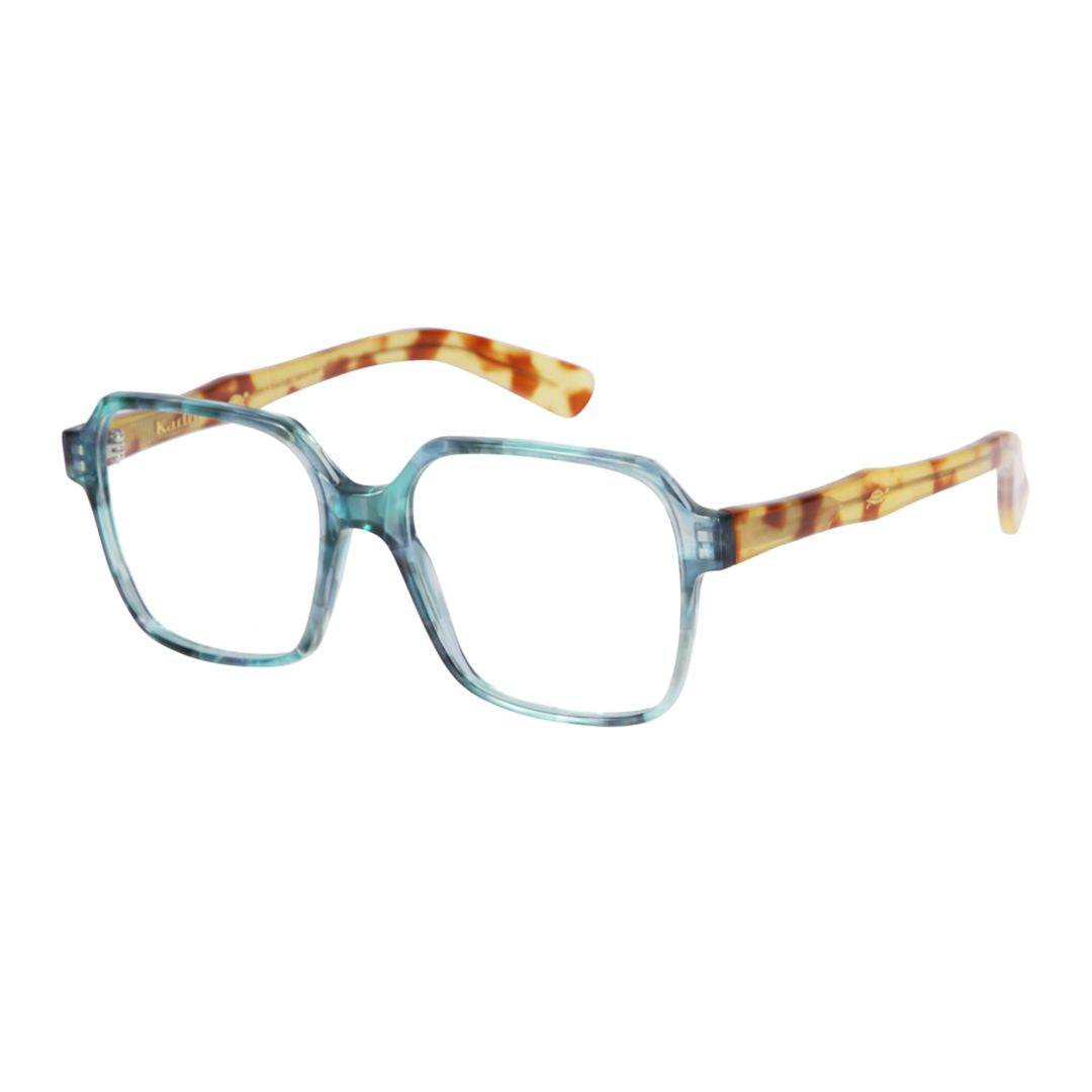 Lisa Translucent Teal and Tortoiseshell Sunglasses with Square Frame