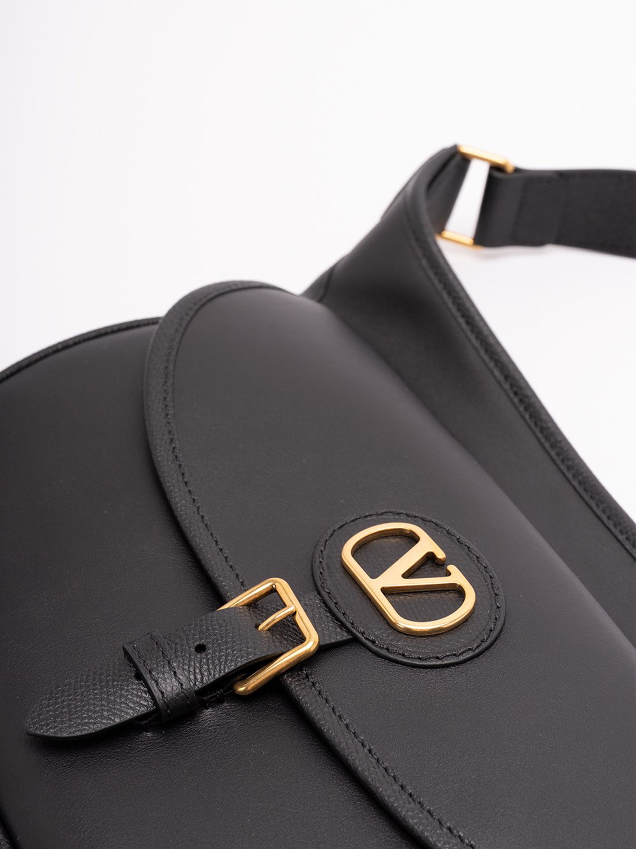 Black Curved Flap Logo Belt Bag