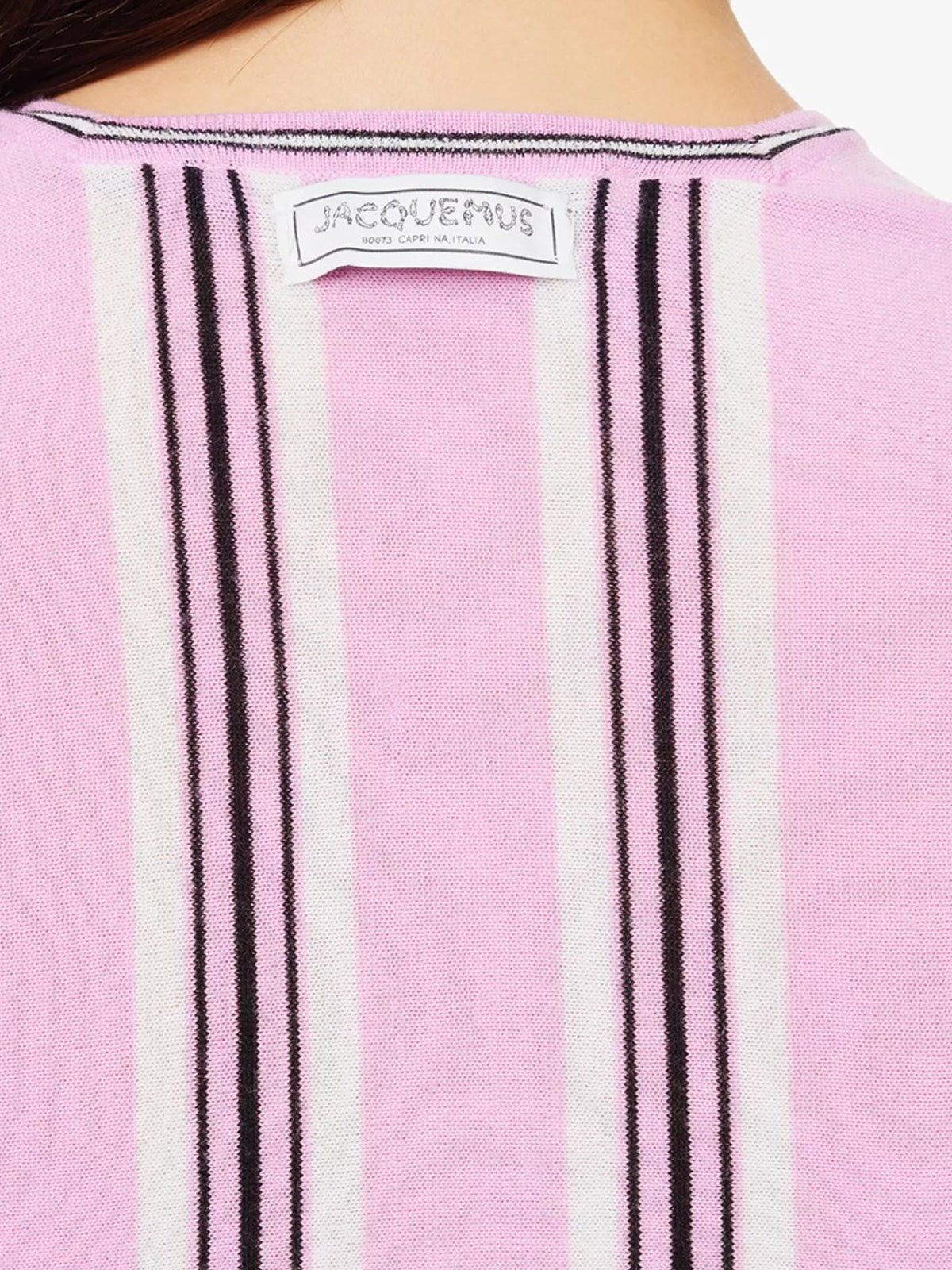 Cropped Vertical Stripe Cardigan with Button-Down Front