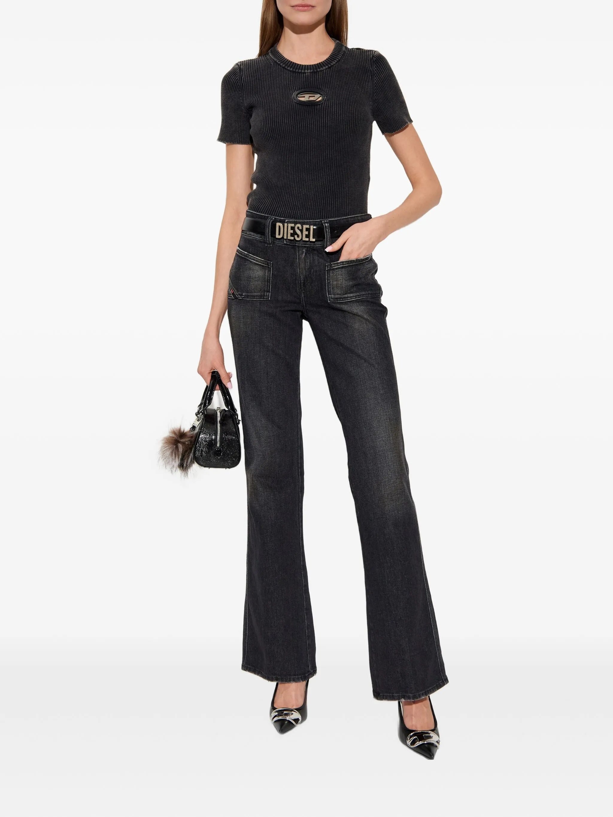 Black M Anchor A Ribbed Top