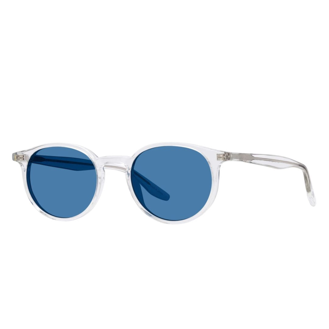 Norton Round Transparent Plastic Sunglasses with Solid Blue Lenses