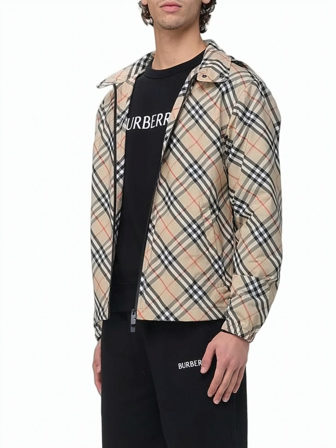 Burberry Check Pattern Nylon Windbreaker Jacket