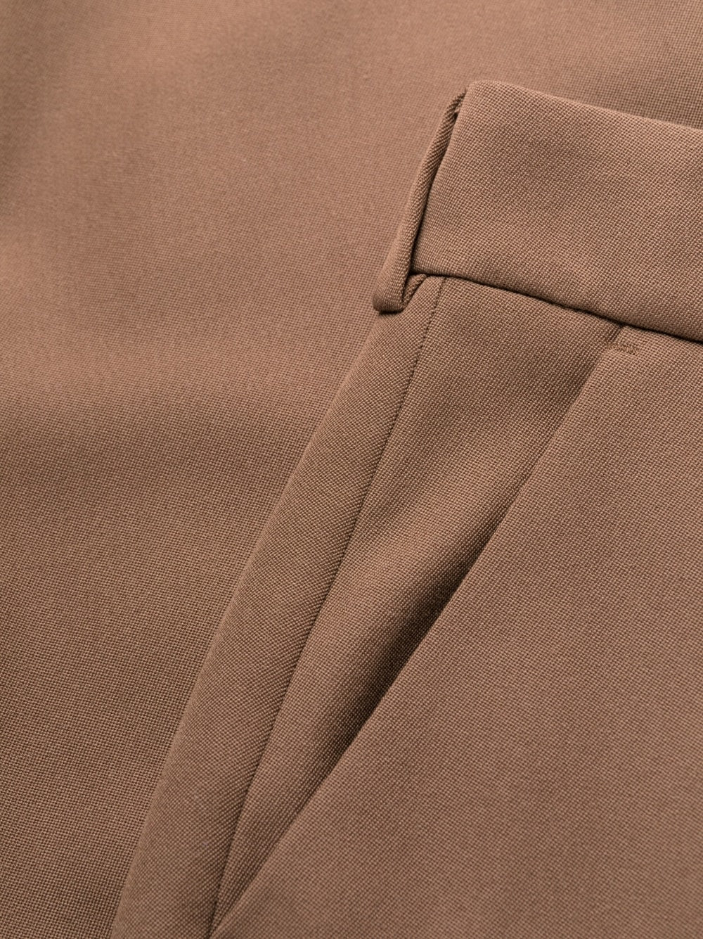 Tobacco Brown Slit-Detail Tapered Trousers