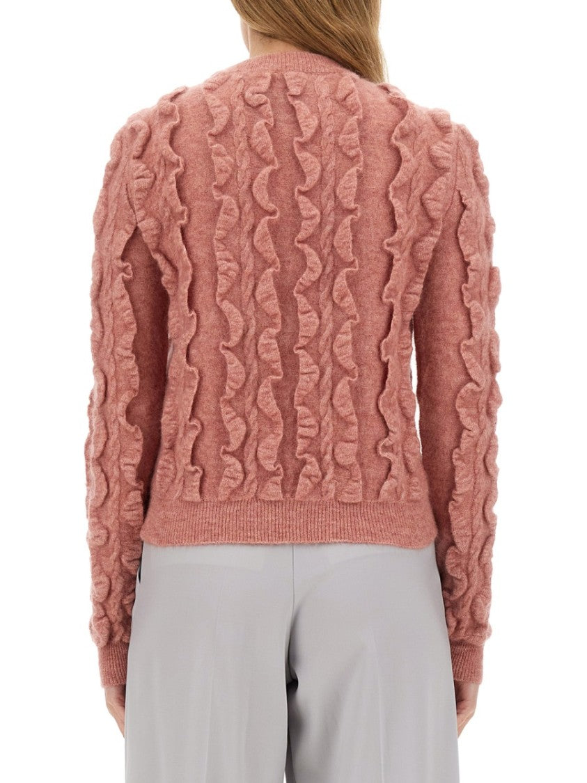 Ruffled Texture Wool Blend Sweater