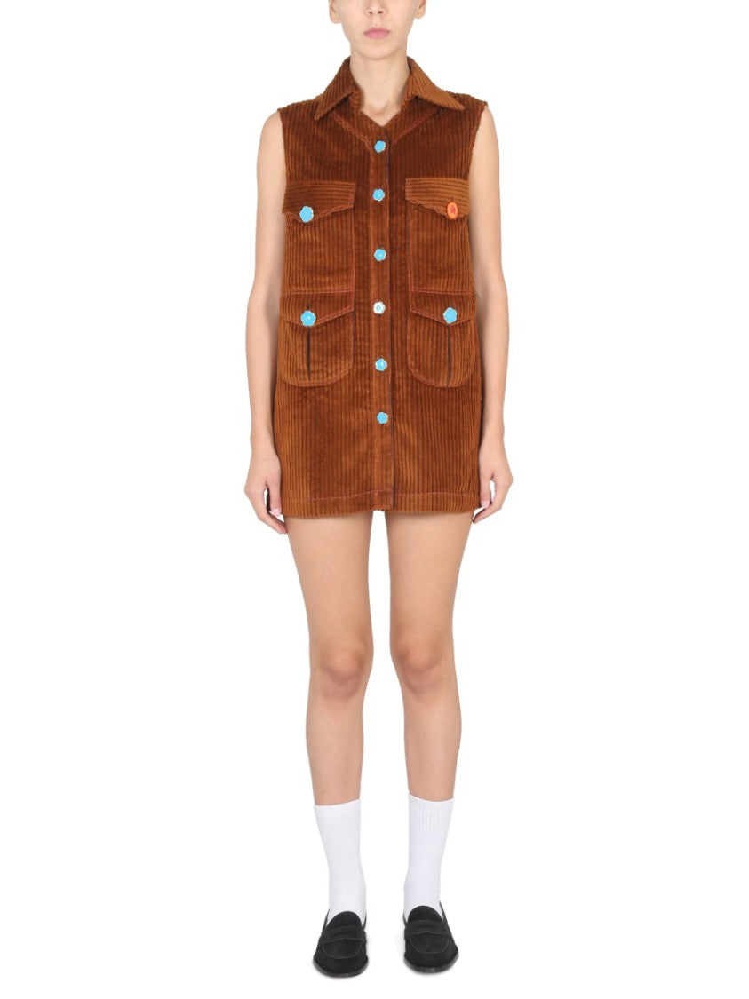 Sleeveless Mini Corduroy Dress