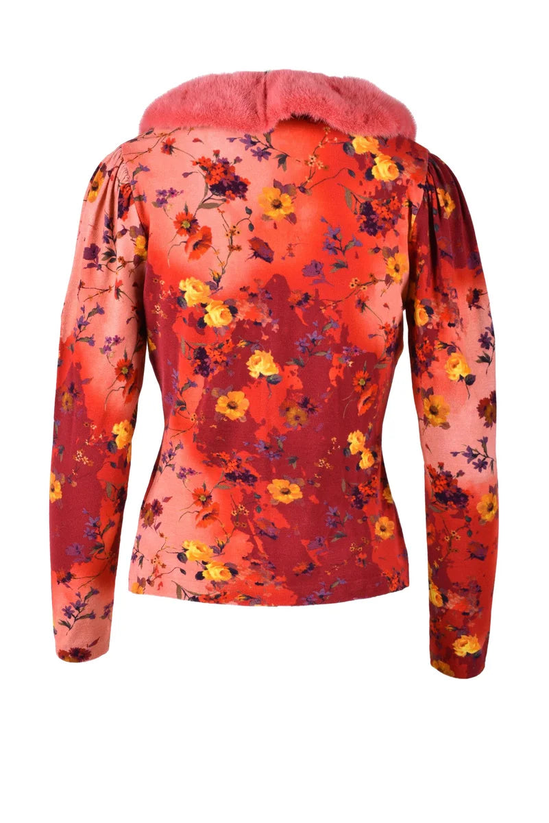 Viscose Polyester Cardigan - Red
