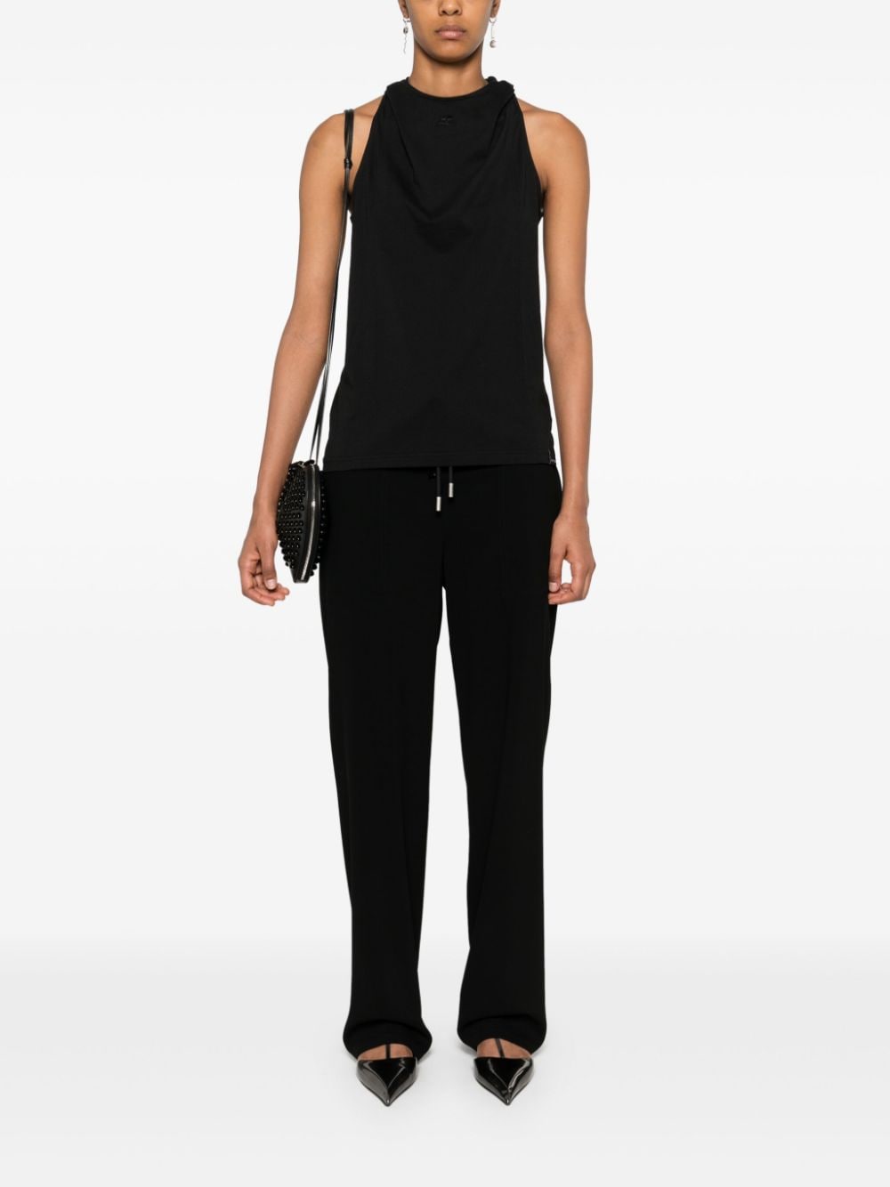Hooded Sleeveless Black Top