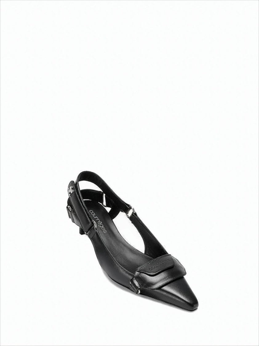 Pointed Toe Slingback Pumps With Adjustable Buckle Detail