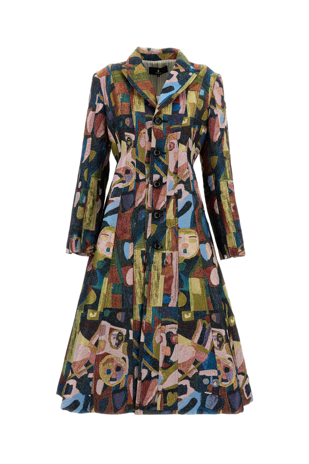 Panel Patchwork Jacquard Coat