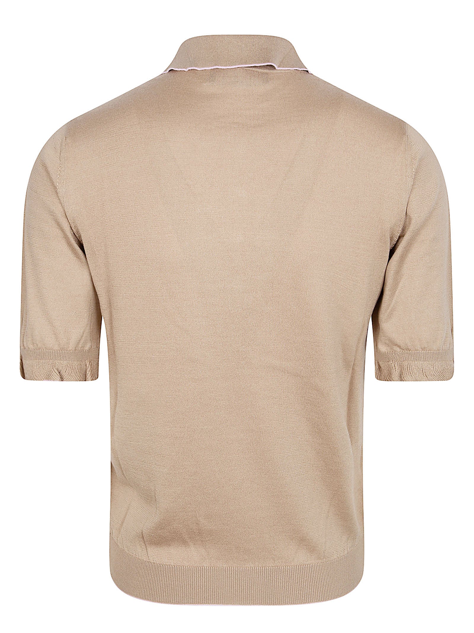 Short-Sleeved Silk-Cotton Blend Polo with Ruffle Detail