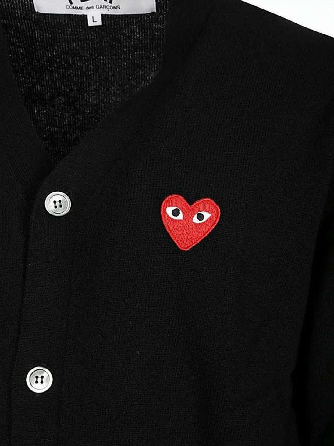 Button-Up Wool Cardigan With Embroidered Heart Detail