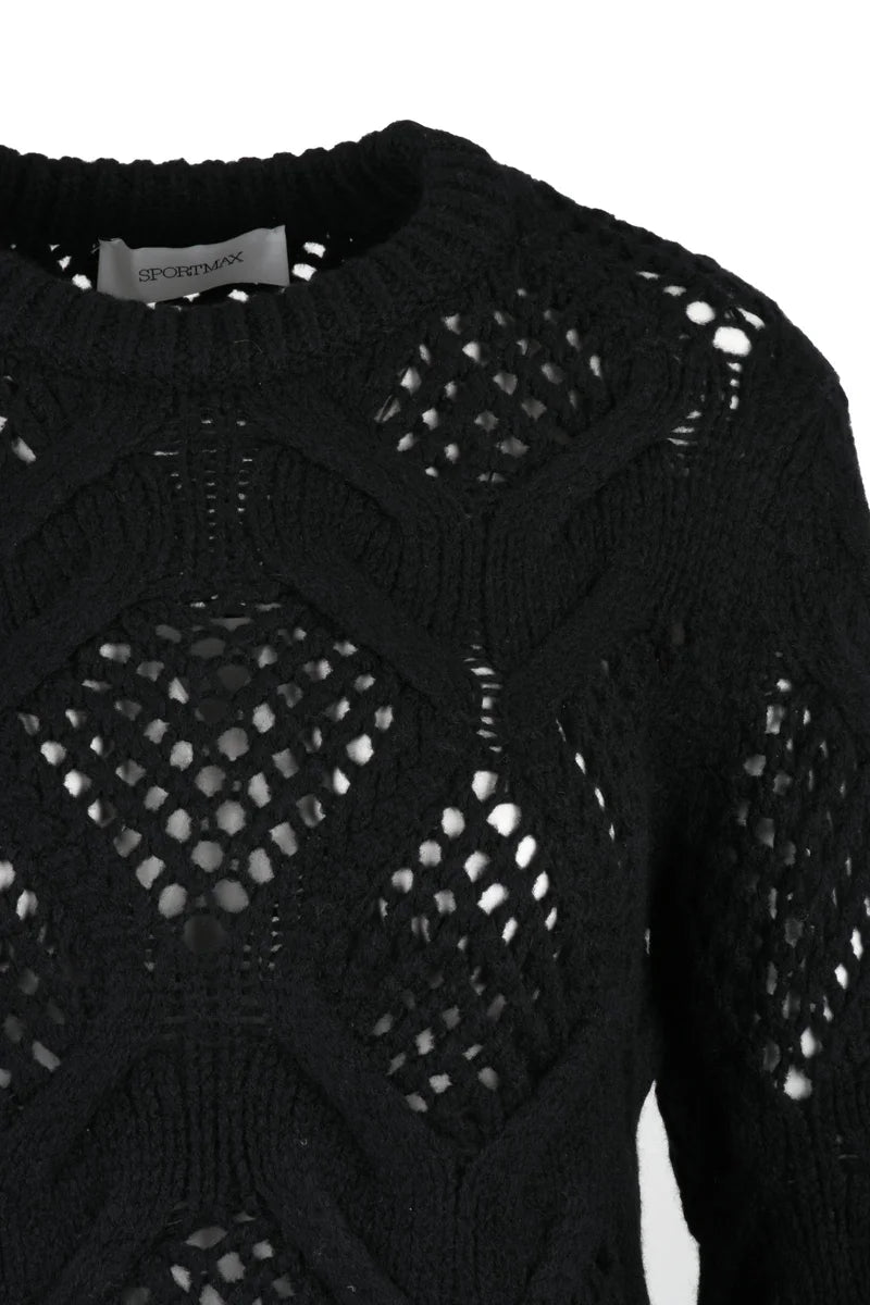 Virgin Wool Tricot Sweater - Black