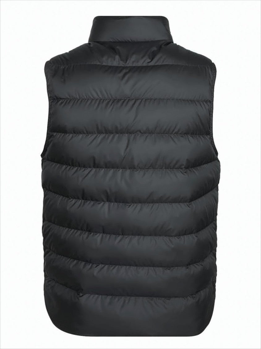 Quilted Black Padded Vest with High Collar