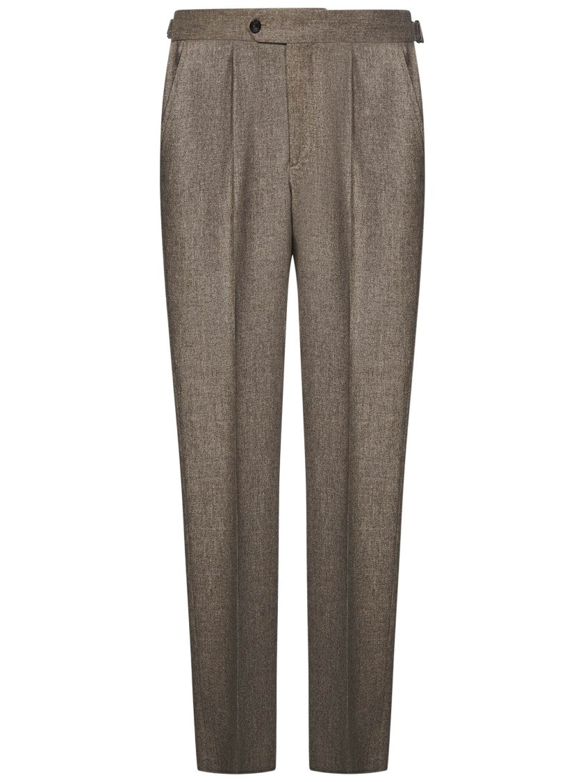 Beige Tailored Trousers With Exquisite Detailing