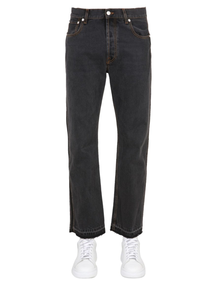 Raw Cut Hem Black Jeans