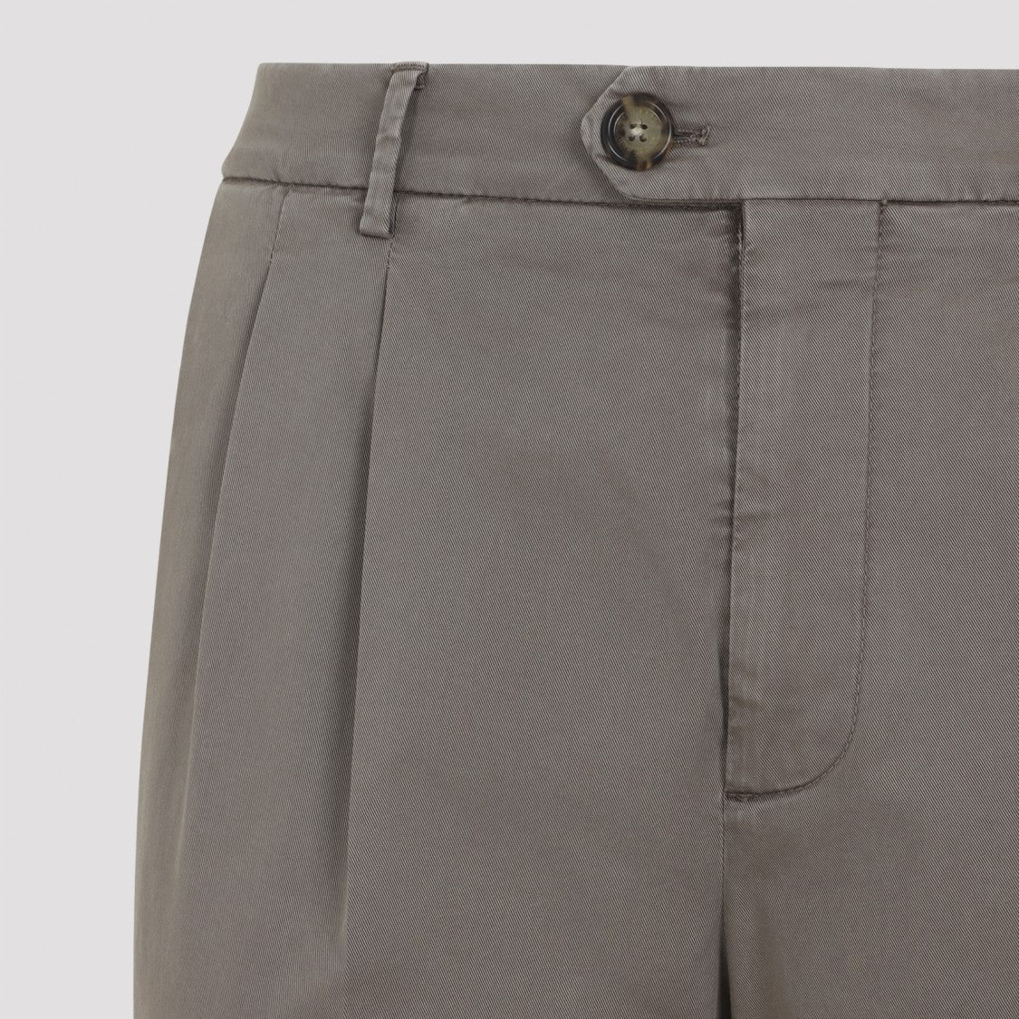 Tailored Grey Chino Pants With Pleated Waistband