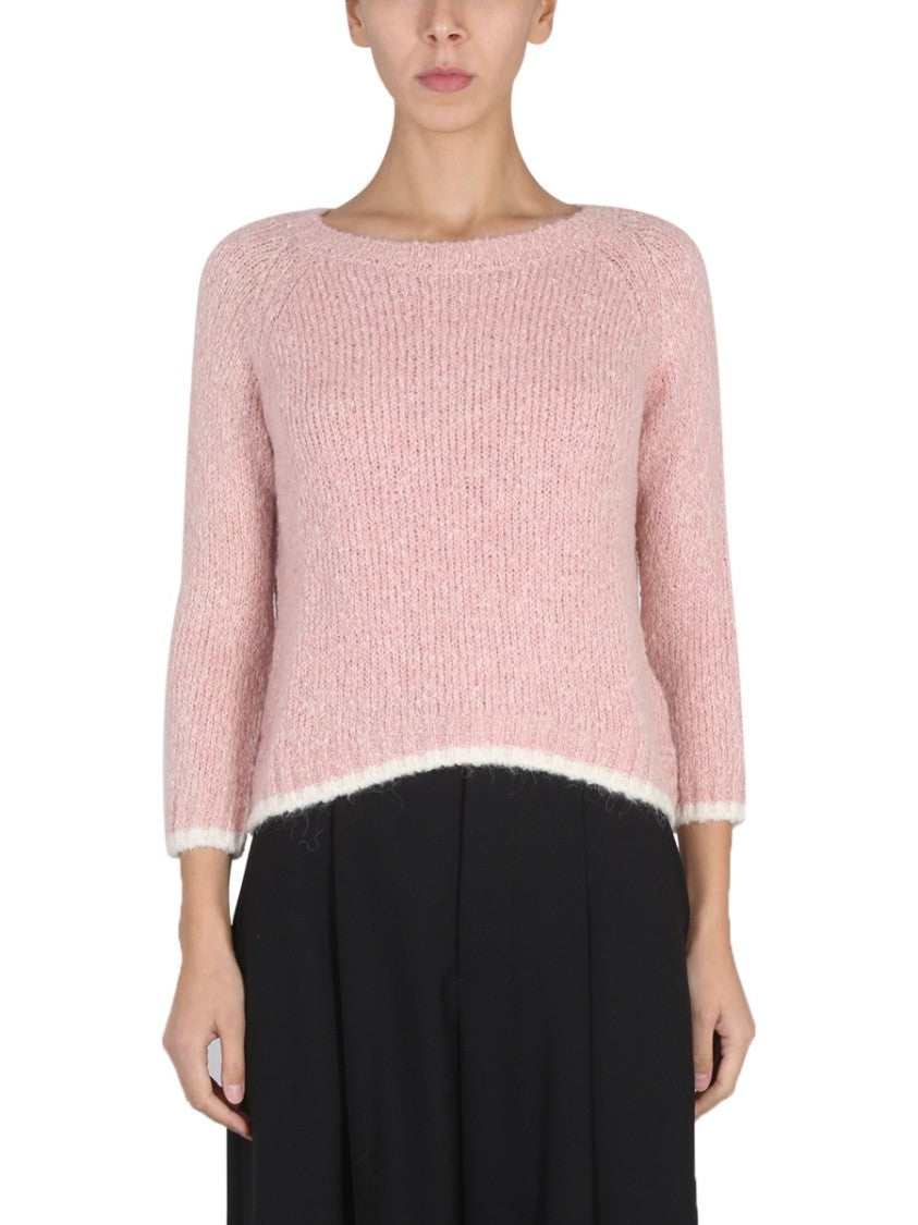 Alpaca Blend Sweater With Contrasting Trim