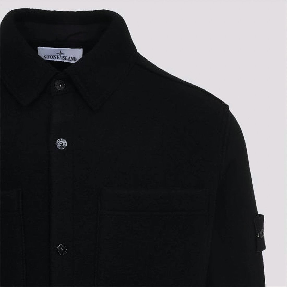 Classic Black Wool Jacket with Shirt-Style Design