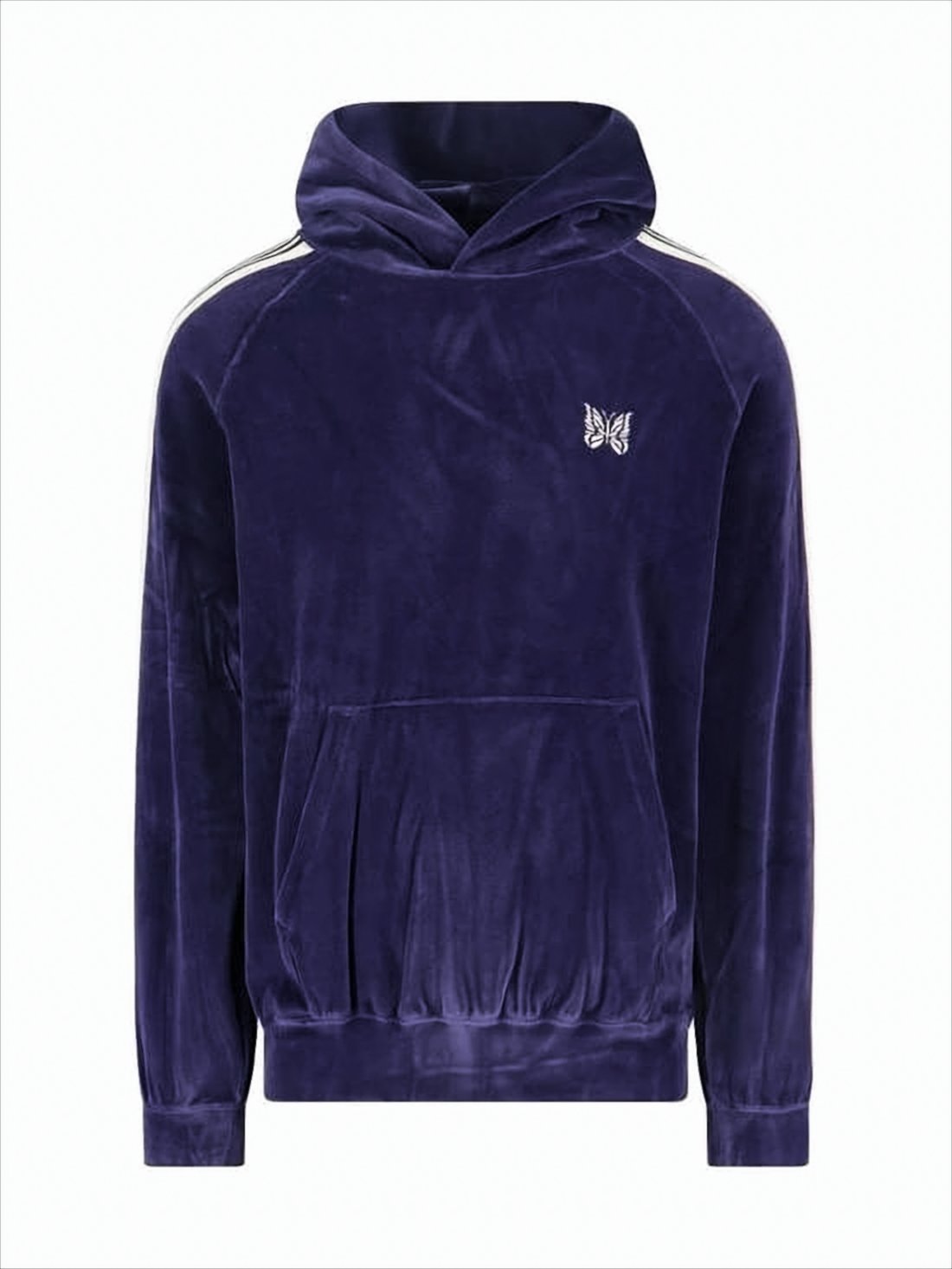 Plush Purple Hooded Sweatshirt with Contrast Stripes