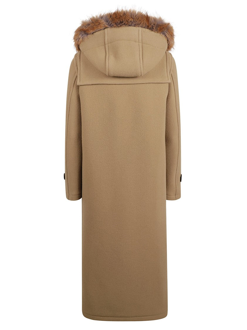 Long Brown Coat With Fur Collar