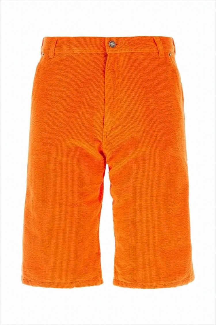 Orange Tailored Shorts with Textured Fabric