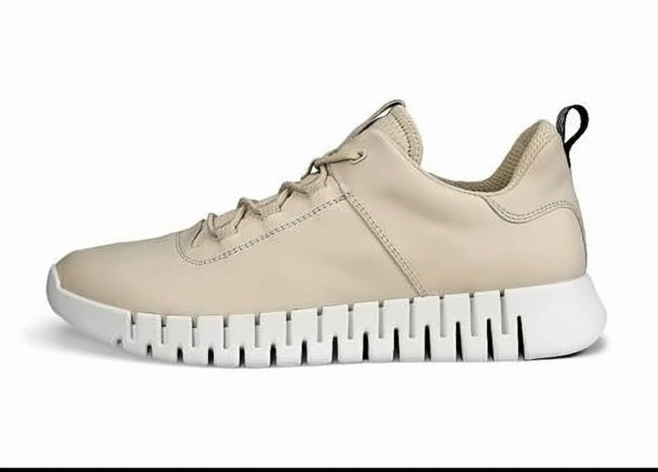 Smooth Leather Sneakers with White Segmented Sole