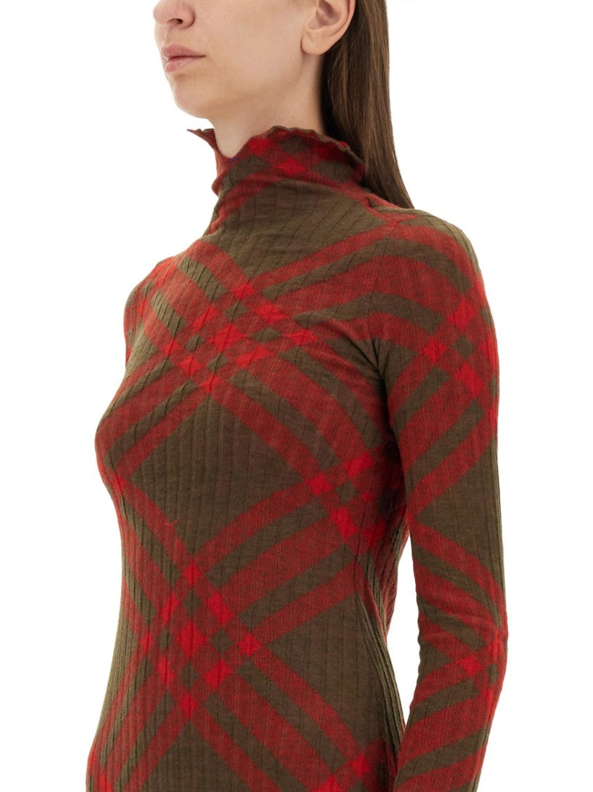 Plaid Wool Blend Midi Dress