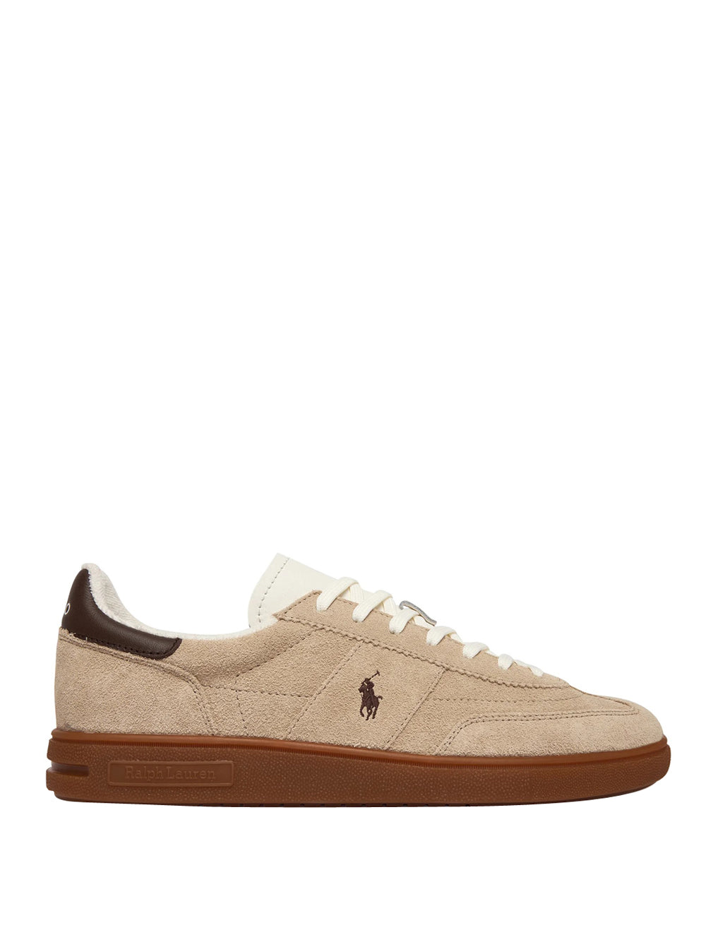 Beige Suede Low-Top Sneakers with Contrasting Details