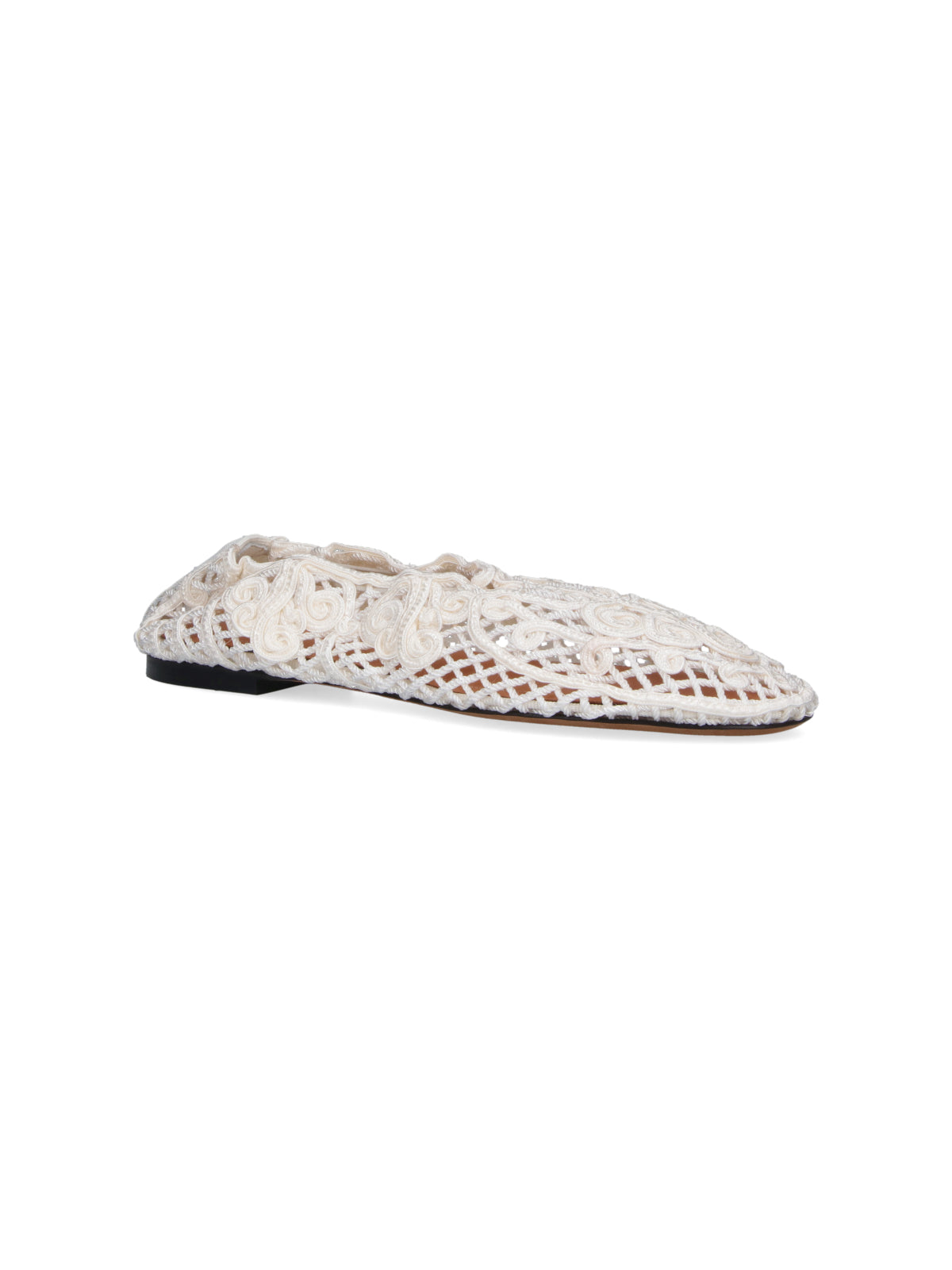Black Pointed Toe Intricate Lace Flats