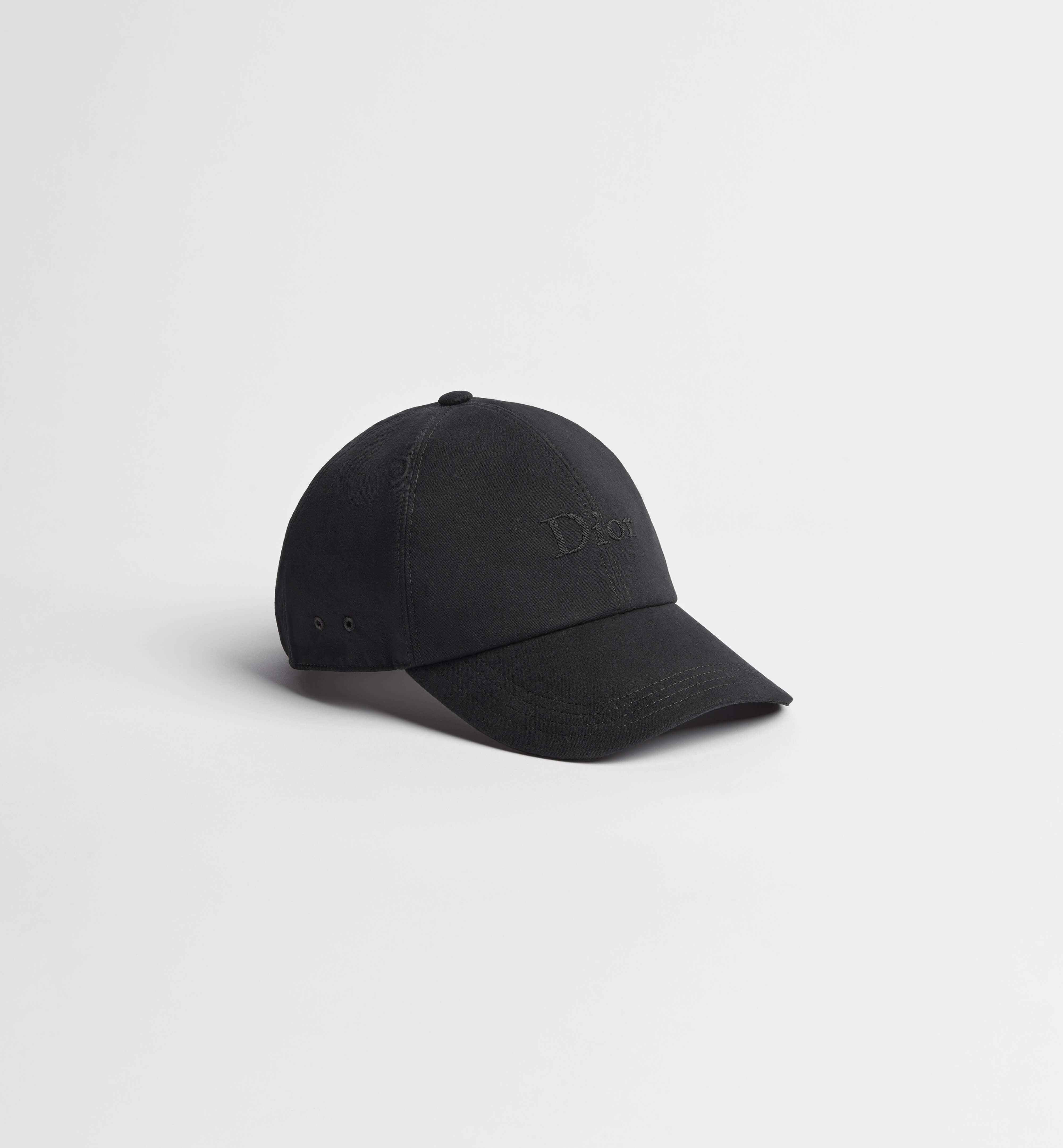 Curved Brim Black Baseball Cap With Tonal Embroidery