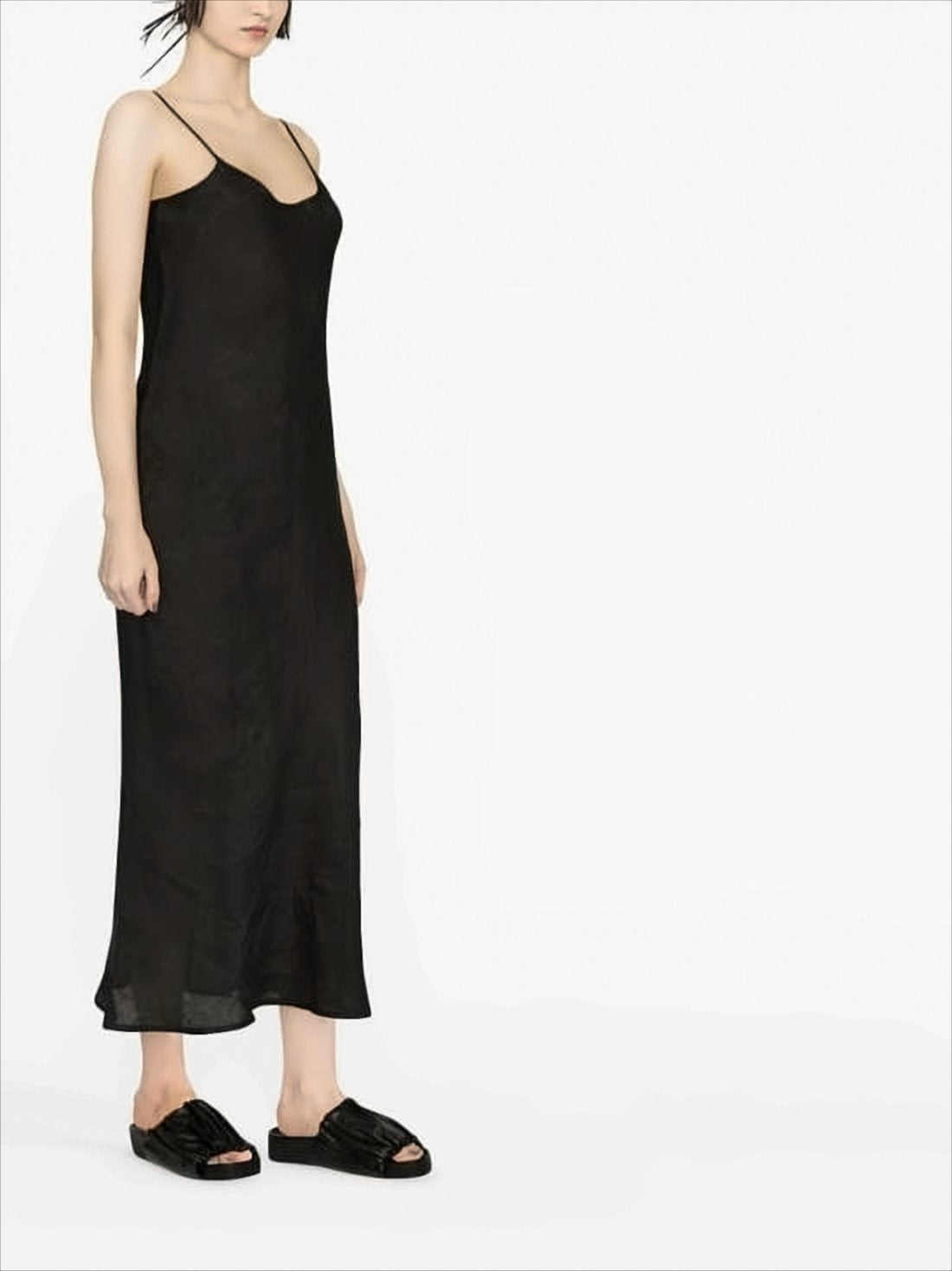 Long Linen Dress with Spaghetti Straps