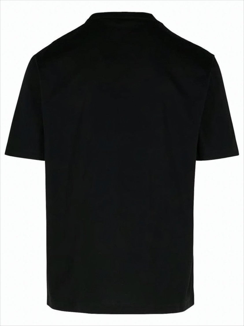 Classic Black T-Shirt with Bold Logo and Gold Chain Motif