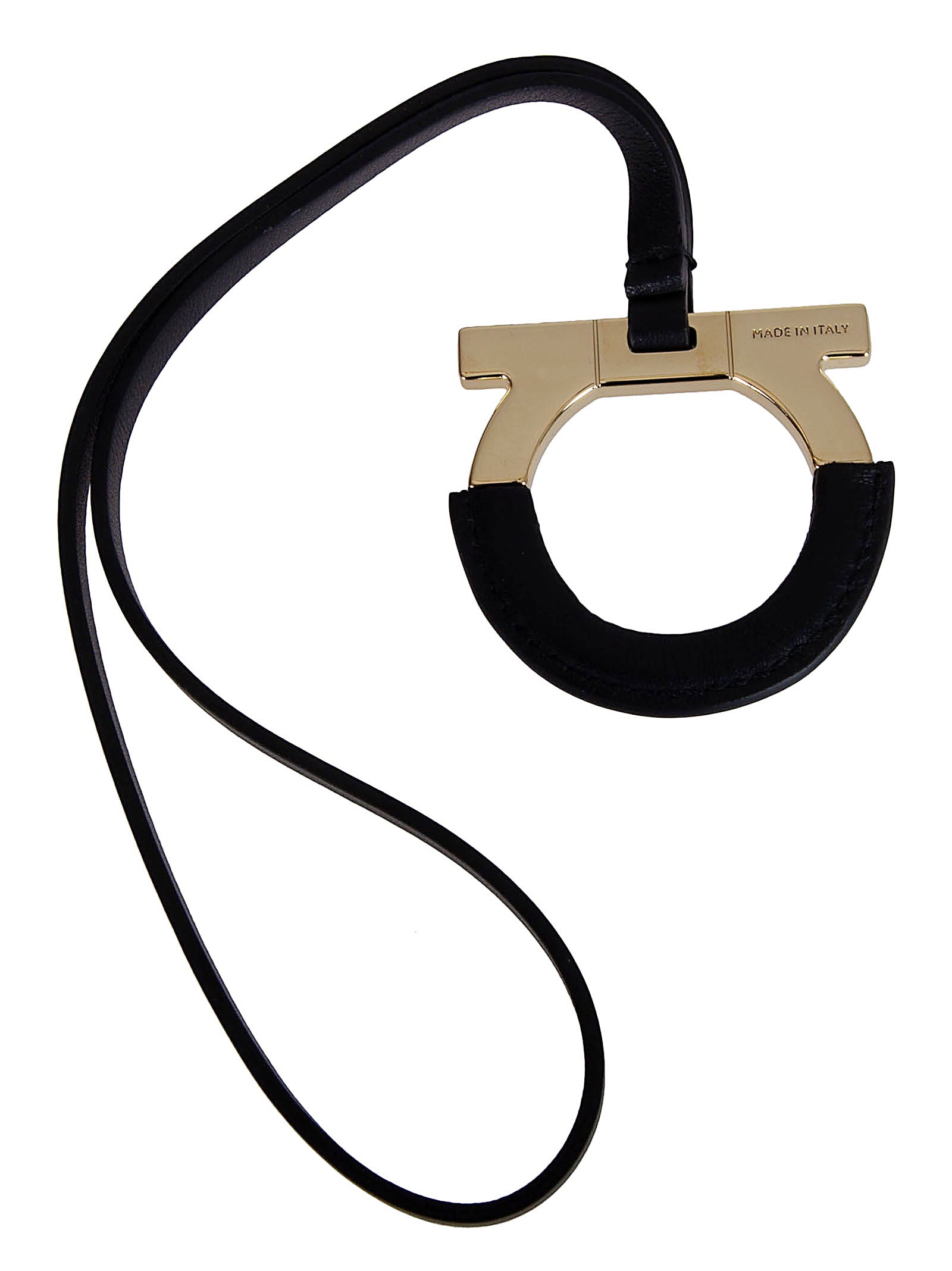Gancini Gold-Tone Metal and Leather Keychain Charm