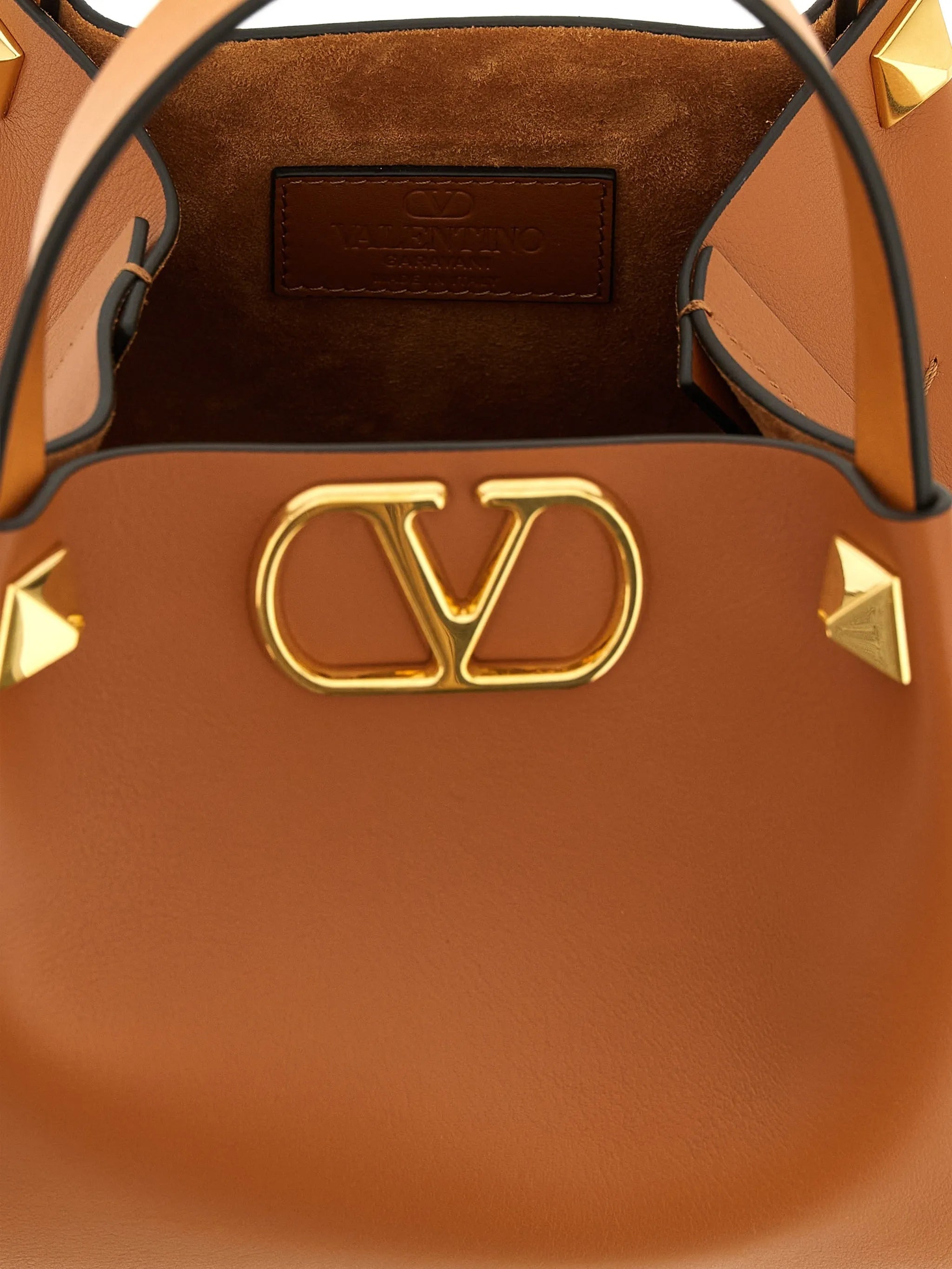 Structured Tan Leather Tote with Gold-tone Accents