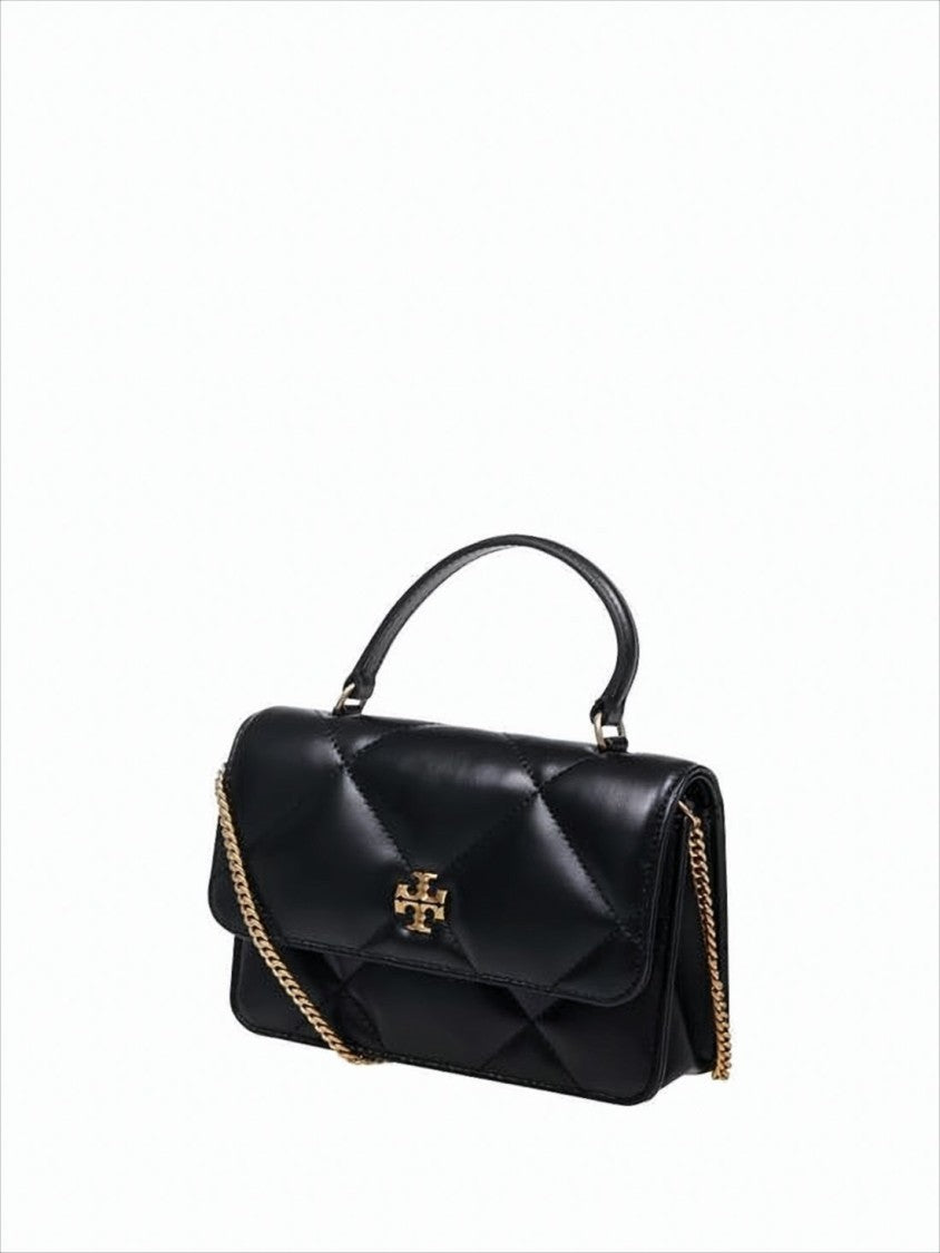 Quilted Leather Tote Bag with Gold-tone Chain Strap