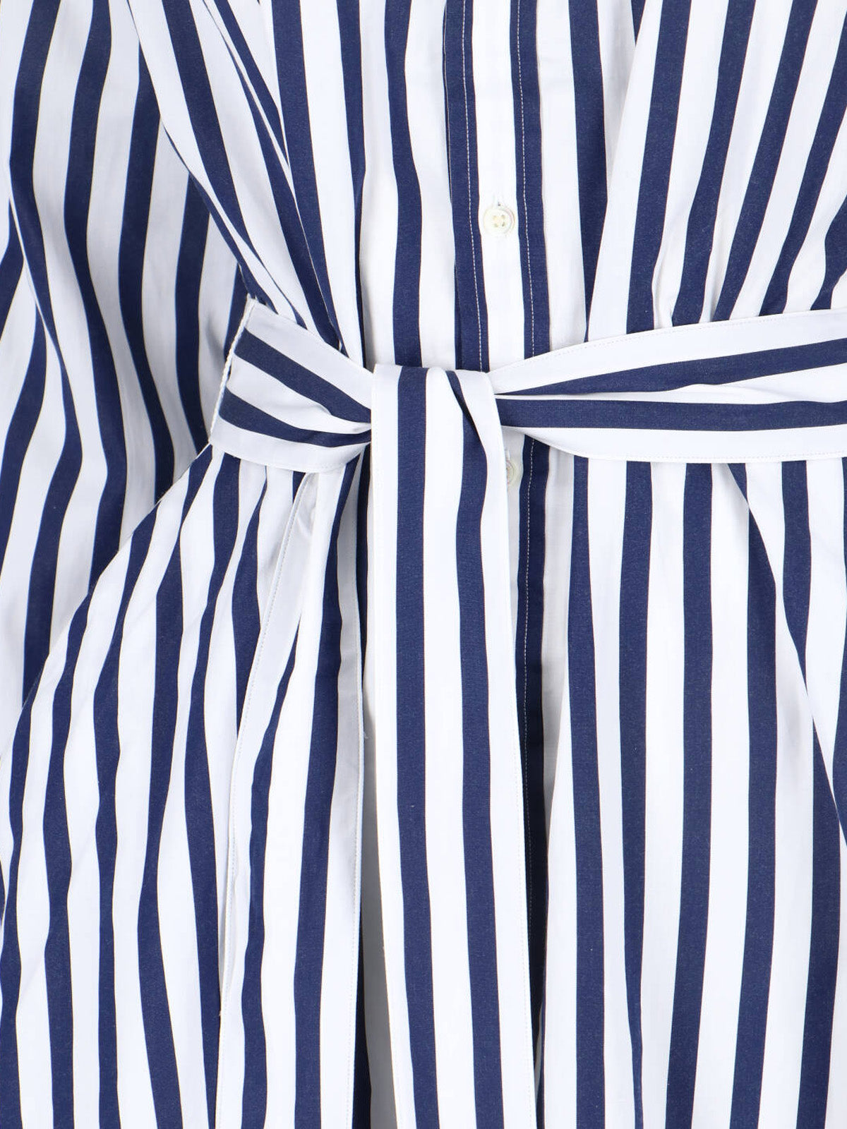 Blue Vertical Stripe Shirt Dress