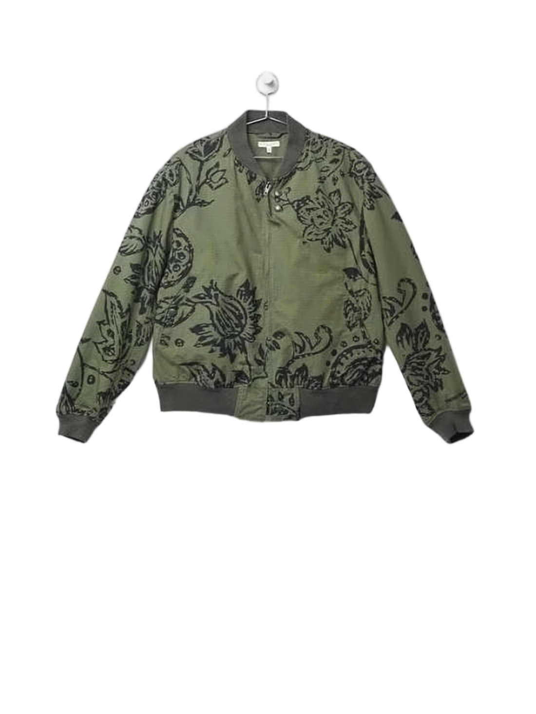 Floral Patterned Bomber Jacket with Ribbed Cuffs