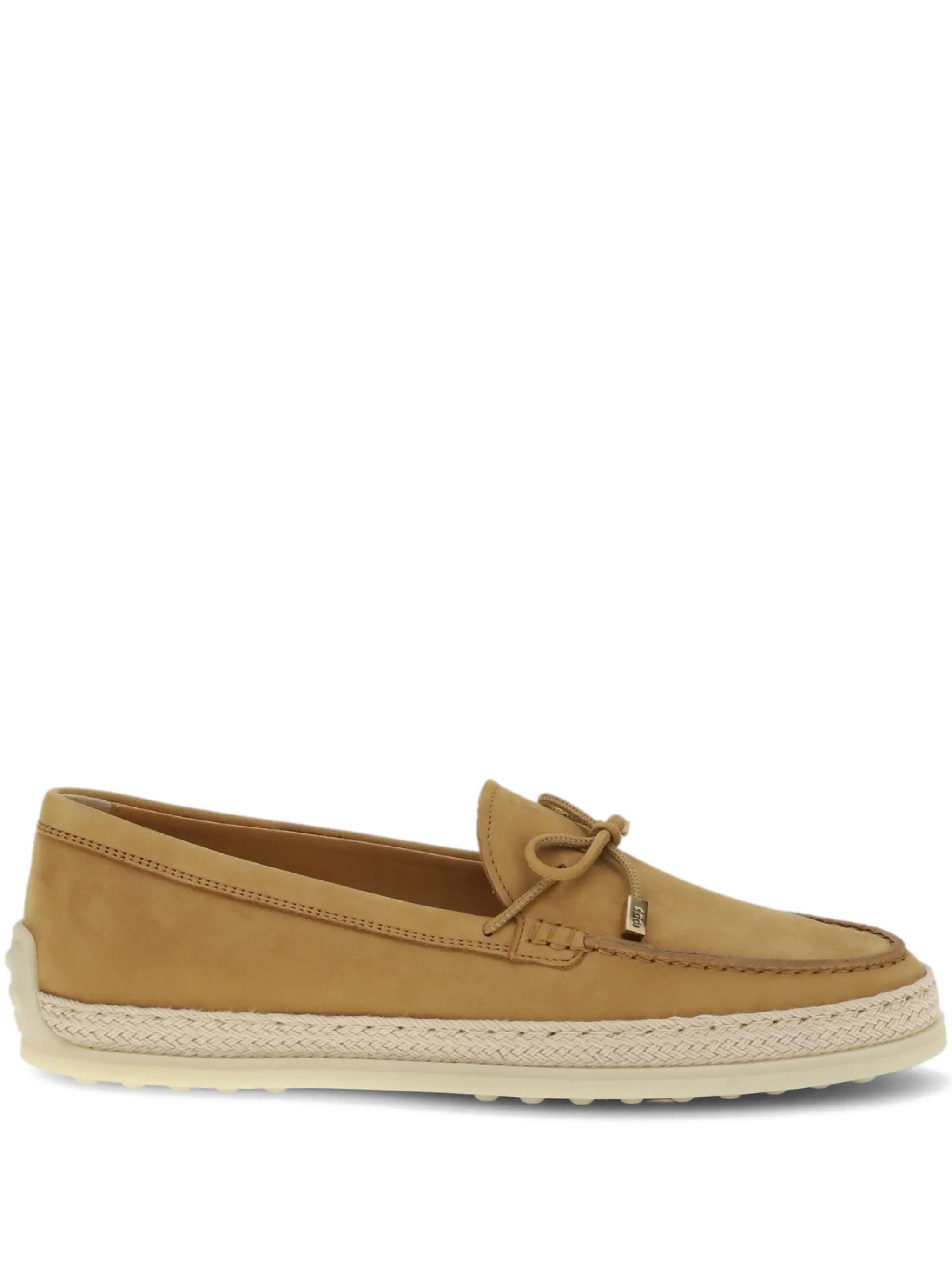 Tan Calzature Leather Braided Sole Loafers