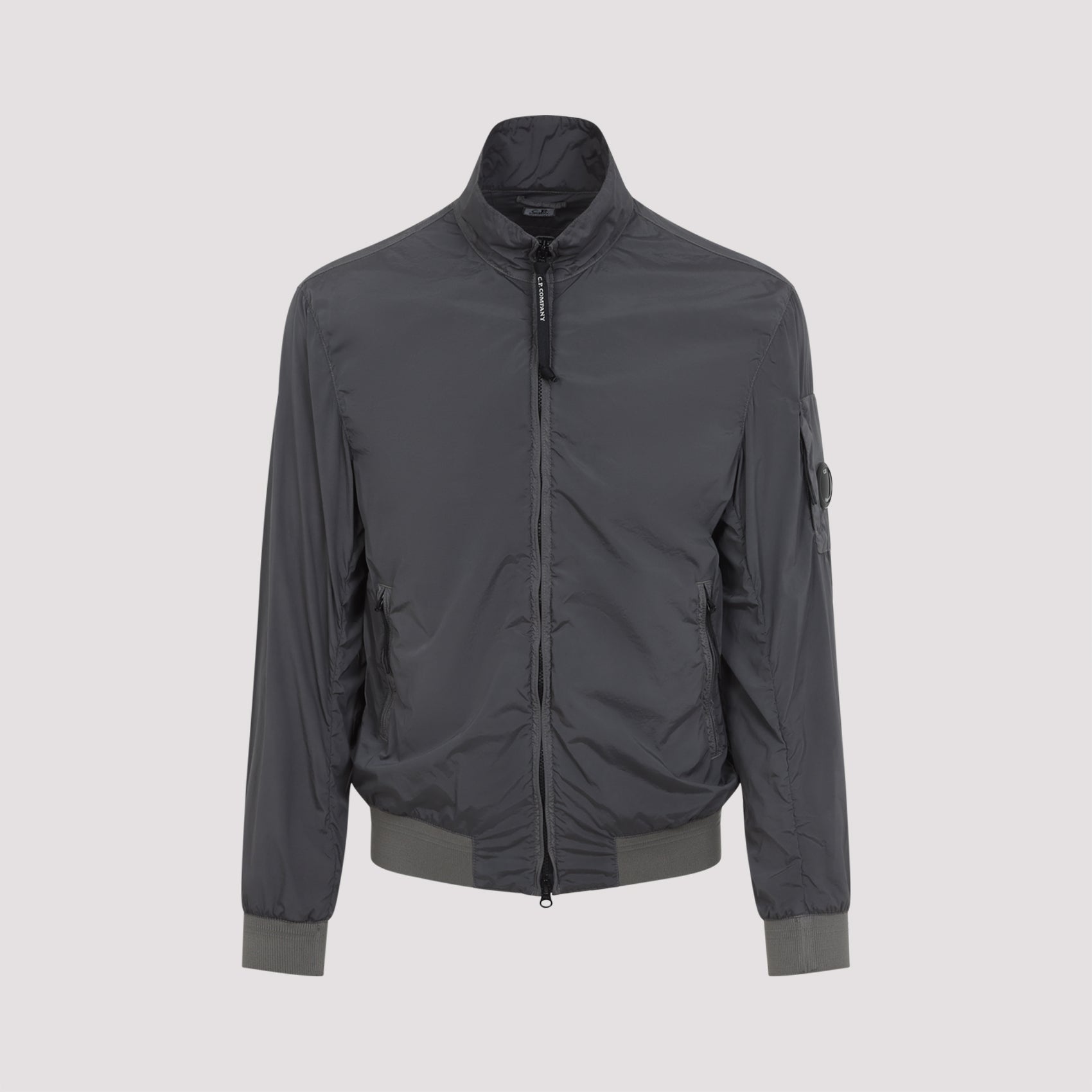 Grey Nycra Jacket with Stand Collar