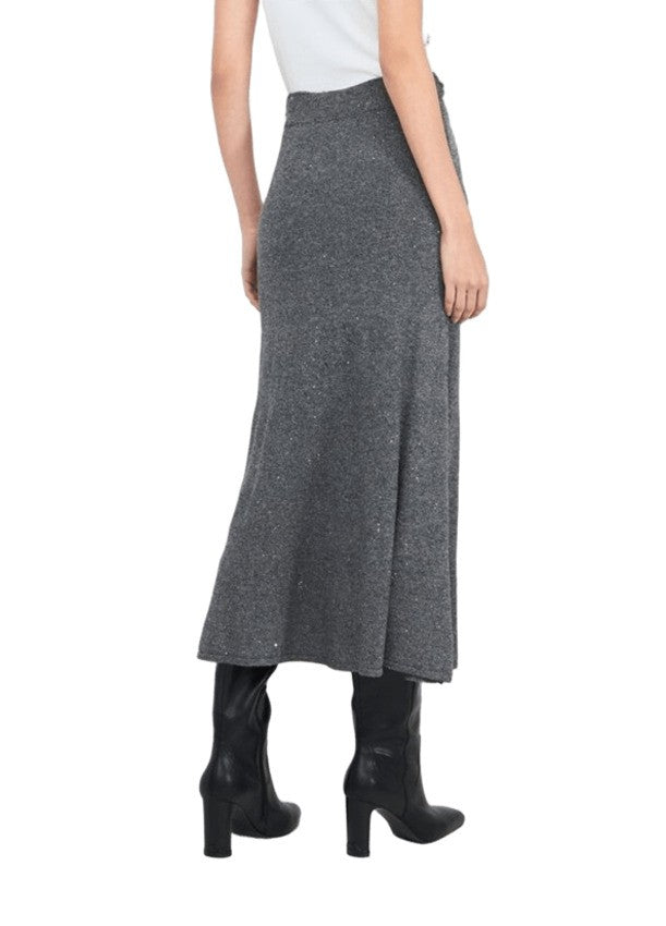 Midi Skirt with All-Over Micro-Sequins