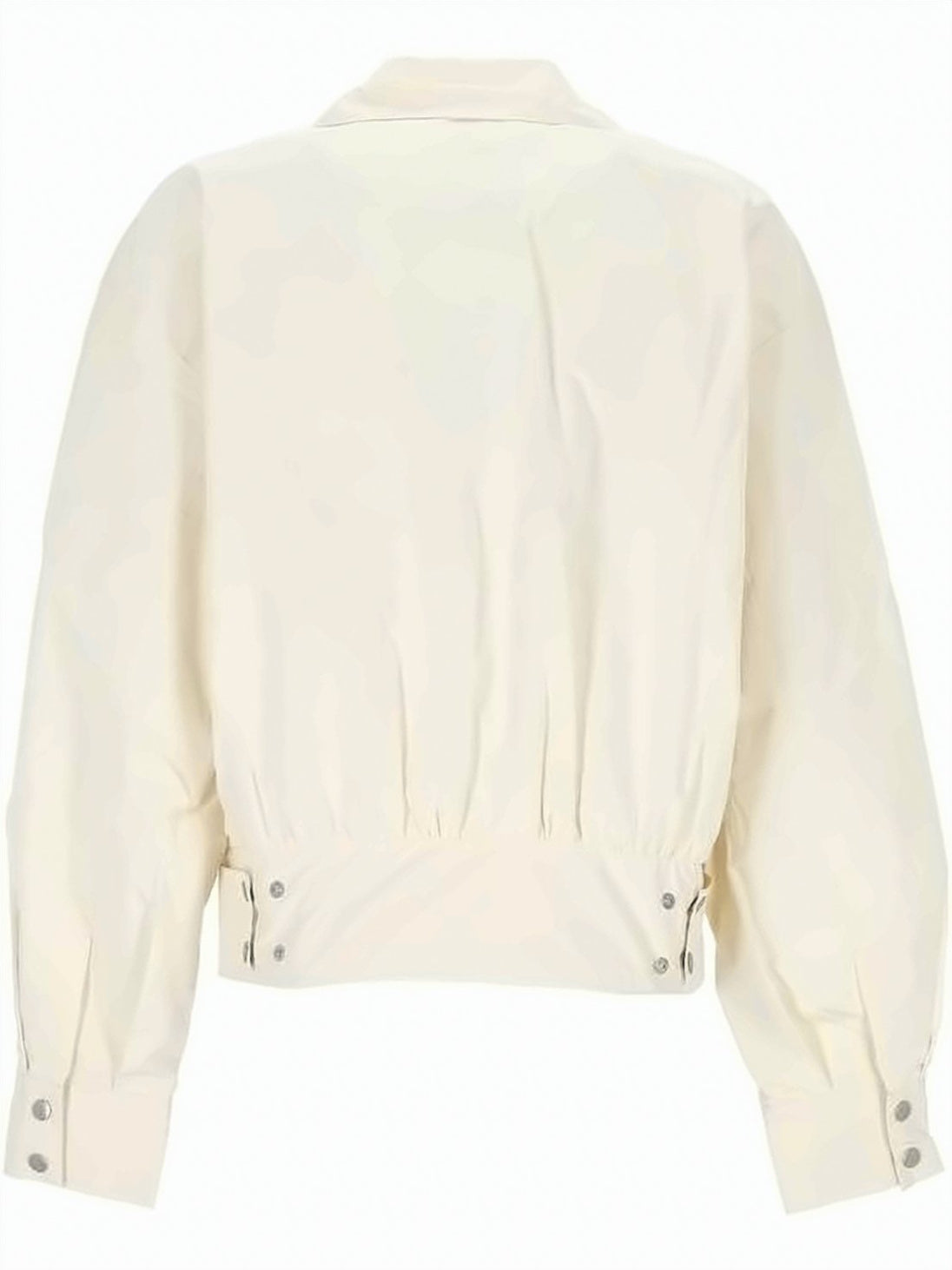Cropped Jacket with Front Zipper and Adjustable Waistband