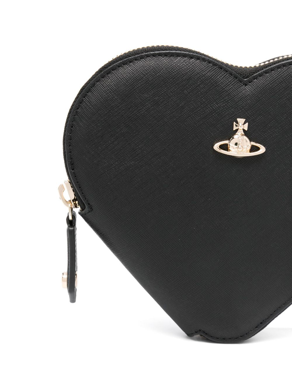 Black Calf Leather Heart Zip Shoulder Bag