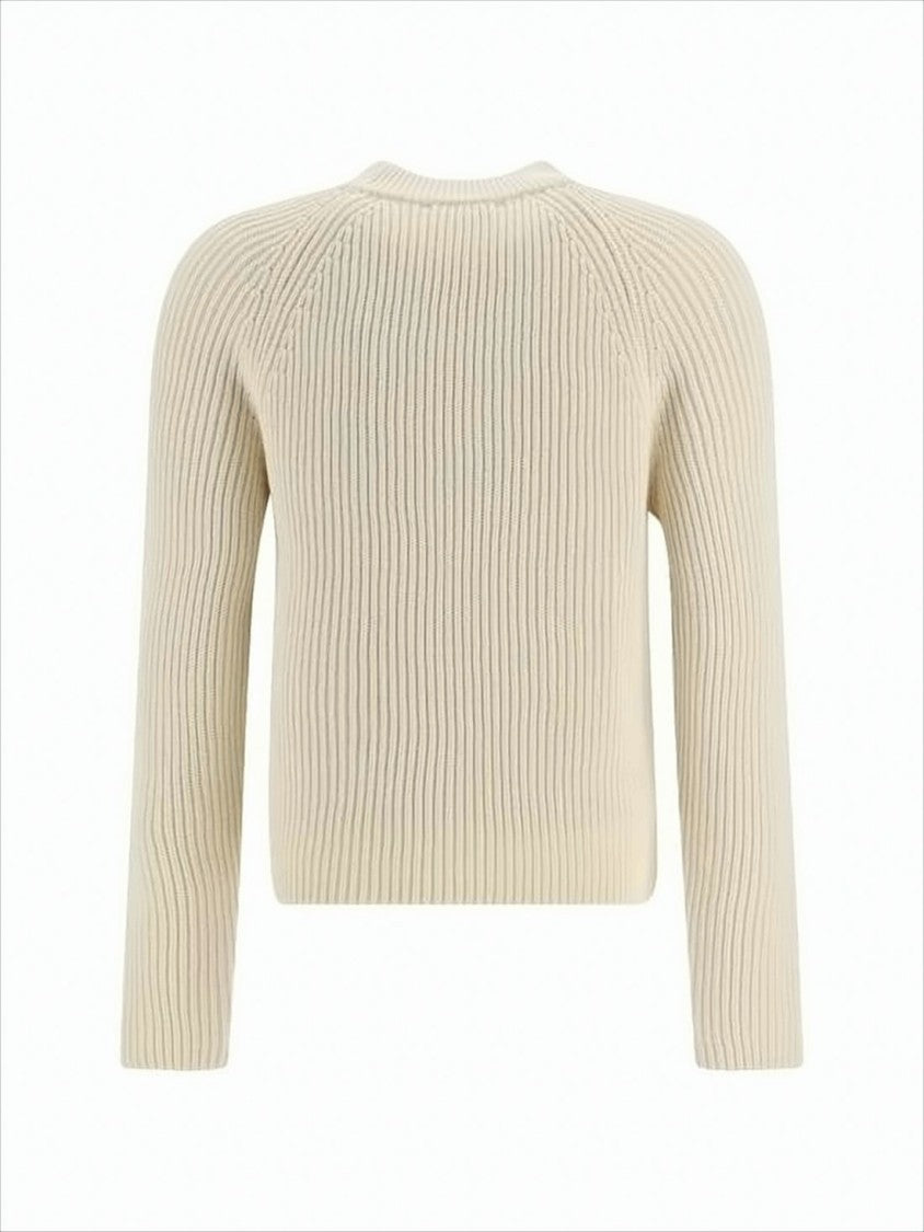 Ribbed Knit Sweater with Subtle Patch Detail