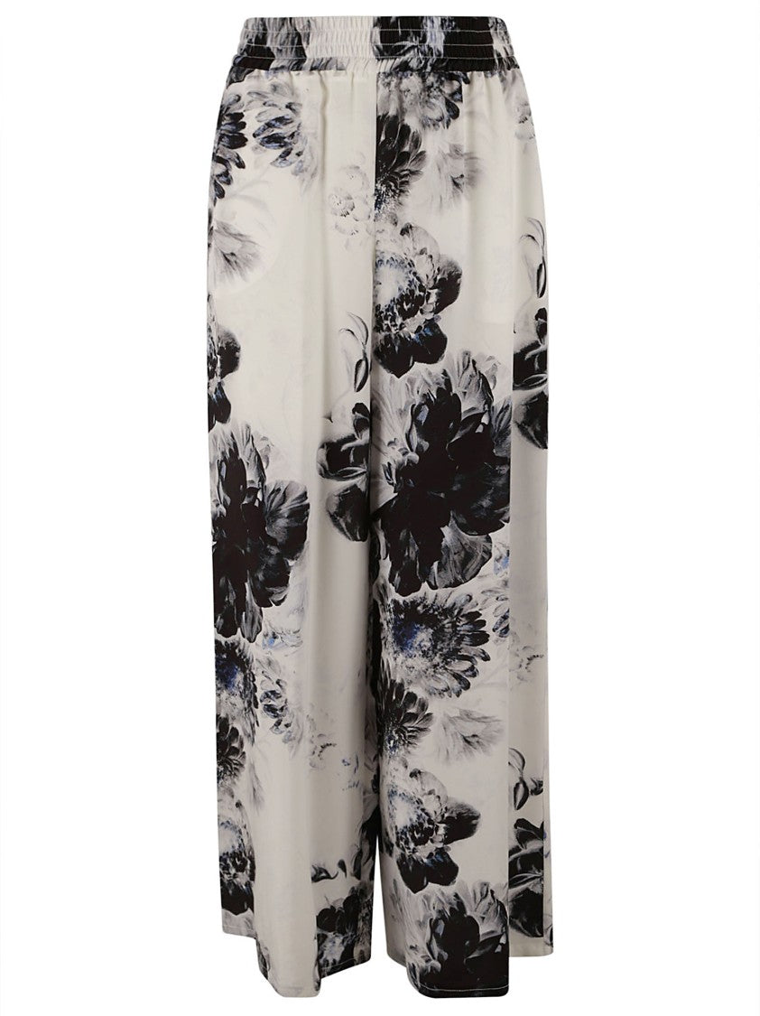 Wide-Leg Floral Print Trousers